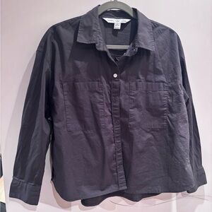Classic Black Boyfriend Button Up Shirt/ Blouse Size Medium Old Navy